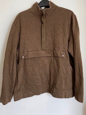 L.L. BEAN BROWN ANORAK SWEATER MENS XL 100% COTTON